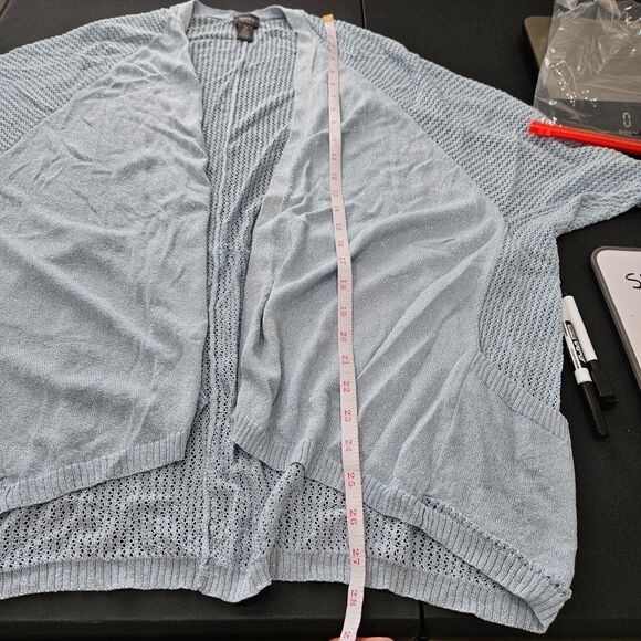 Chicos Travelers Collection Womens Sparkly Open Knit Cardigan Size 2 Lagenlook - Picture 10 of 11
